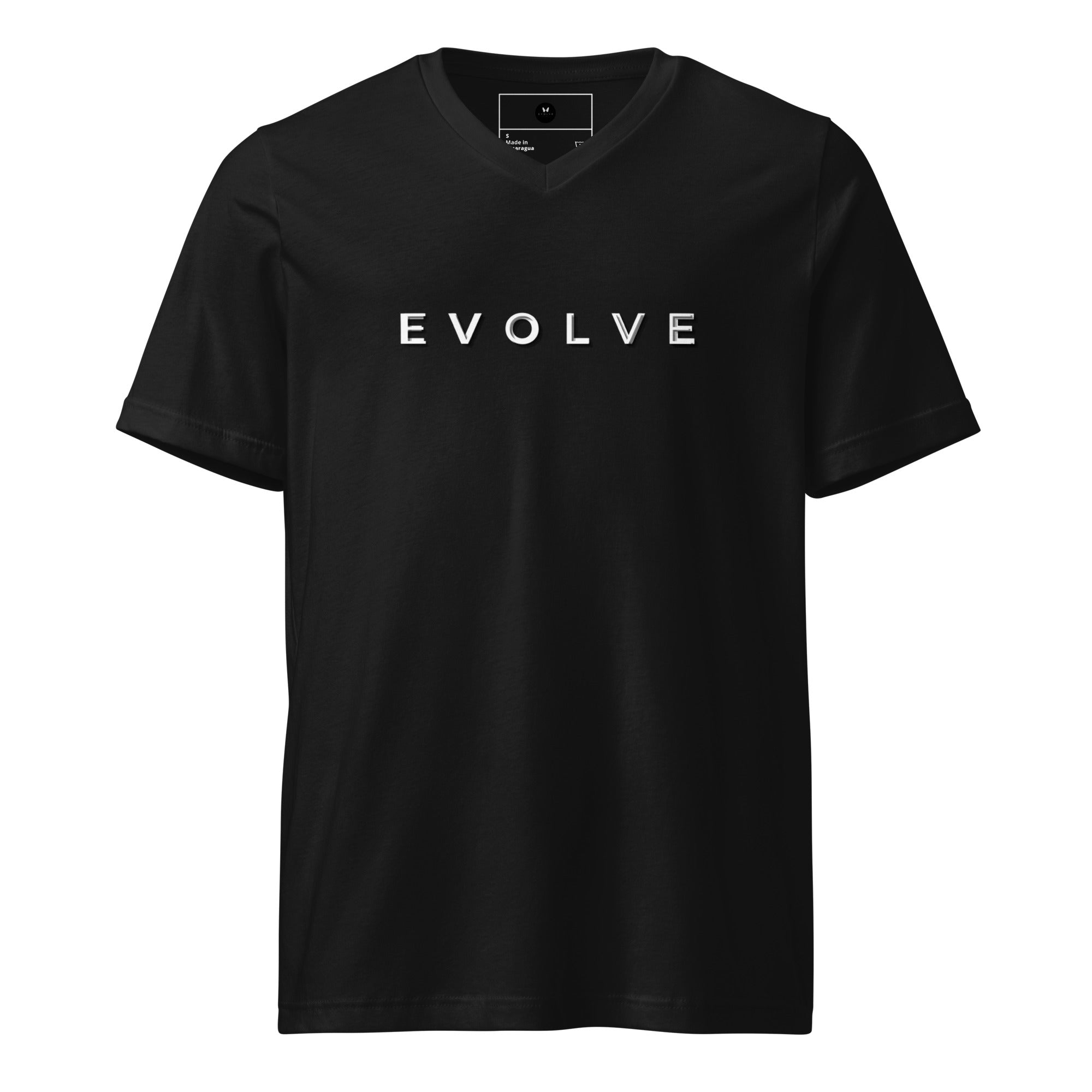 The Evolve Key West Unisex Short Sleeve V-Neck T-Shirt is crafted from premium materials and showcases the word 